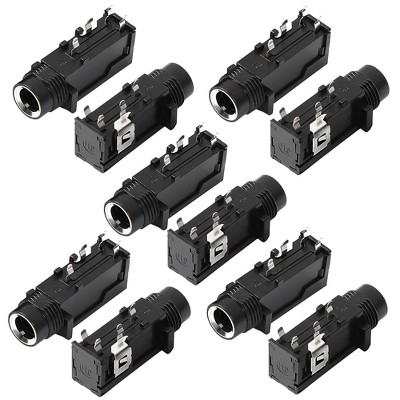Unique Bargains 6.35mm 4 Pins Headphones Jack PCB Panel Mount Connectors Black 10 Pcs