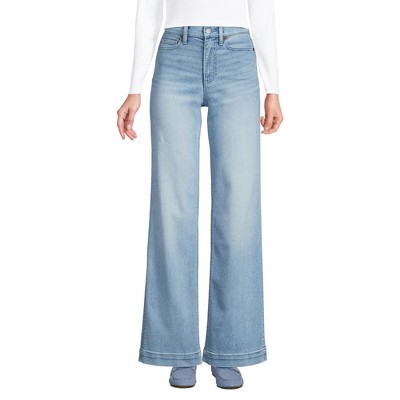 Lands' End Women's Recover High Rise Wide Leg Blue Jeans : Target