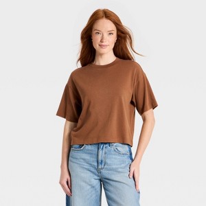 Women's Boxy Vintage Cotton Shirt - Universal Thread™ Brown XXL