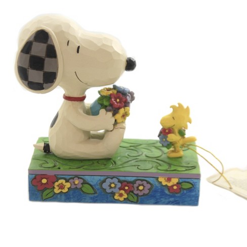 Jim Shore 4 25 Flowers For Friends Peanuts Snoopy Woodstock Decorative Figurines Target