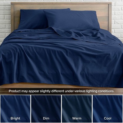 King Dark Blue Organic Cotton Flannel Sheet Set