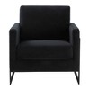 LeisureMod Lincoln Velvet Accent Arm Chair, Black Steel Frame - 3 of 4