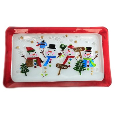 Tabletop 8.5" Snowmen Family Platter Christmas Gold Crest Distributing  -  Serving Platters