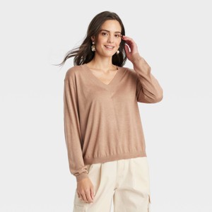 Women's Fine Gauge V-Neck Pullover Sweater - A New Day™ - 1 of 3