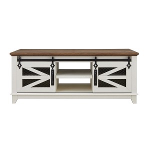 OKD 48'' Farmhouse Coffee Table with Storage & Sliding Barn Doors - 1 of 4