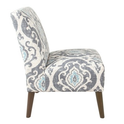 Suri Blue Medallion Pattern Modern Armless Accent Chair