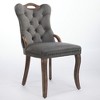 Zeus & Ruta Vintage Velvet Dining Chairs Set of 2 with Handmade Tufted Trim, Solid Wood Handles and Copper Nail Accents - 2 of 4