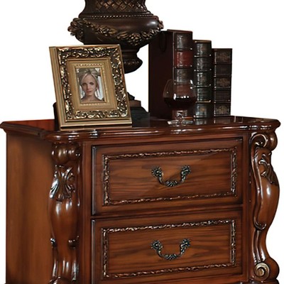 32" Cherry Oak Traditional 2-Drawer Nightstand