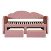 Twin Size Upholstered daybed with Cloud-Shaped Backrest, Trundle and 2 Drawers and USB Ports, Beige - 3 of 4