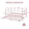 Twin Metal Daybed with Trundle - Pull-Out Bed Frame with 6 Casters, Steel Slats, No Box Spring Needed, Sofa Bed for Living Room, Bedroom, Black - 2 of 4
