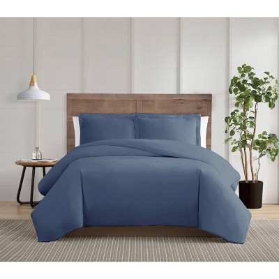 3pc Full/Queen Silver Duvet Set Blue - Truly Calm