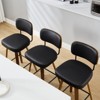 Bekrvio 26"/29” Swivel Bar Stools Set of 3, Upholstered Faux Leather Barstools with Back, Bar Chairs Island Stools for Kitchen Counter - 3 of 4