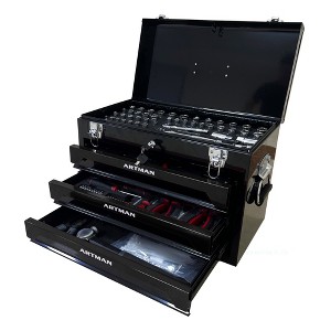 Maggift Tool Boxes and Totes, Portable 3-Drawer Steel Toolbox Multi-Function Tool Storage for Garage or Home, Black 21.14"*13.50"*16.92" - 1 of 4