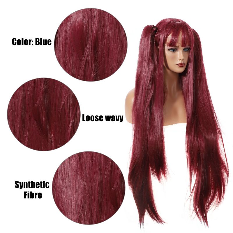 Unique Bargains Women's Wigs 33" Pink with Wig Cap Long Hair, 4 of 7