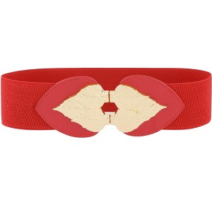 INSPIRE CHIC Women's Golden Leaf Stretchy Fashion Vintage Elegant Elastic Waist Belts 1 Pc - 1 of 4