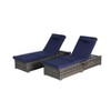 Okak 2PCS Premium PE Rattan Patio Chaise Lounge,Outdoor Long Chair with Adjustable Back,Headrest&Cup Holder,Patio Chair for Deck,Pool,Blue - 4 of 4