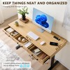 Electric Standing Desk with Drawers, 55x22 Inch Adjustable Height, One-Piece Desktop, Stand Up Desk with Power Outlets, Home Office Desk - 2 of 4