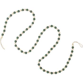 Northlight 6' Green and Cream Wooden Beads Christmas Garland, Unlit