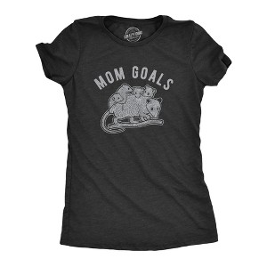 Womens Mom Goals T Shirt Funny Opossum Family Cute Animal Graphic Tee - Crazy Dog Women's T Shirt - 1 of 4