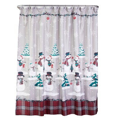 Plaid Snowman Shower Curtain and Hook Set - SKL Home