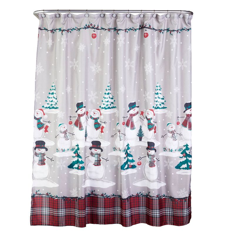 Plaid Snowman Shower Curtain and Hook Set - SKL Home, 1 of 9