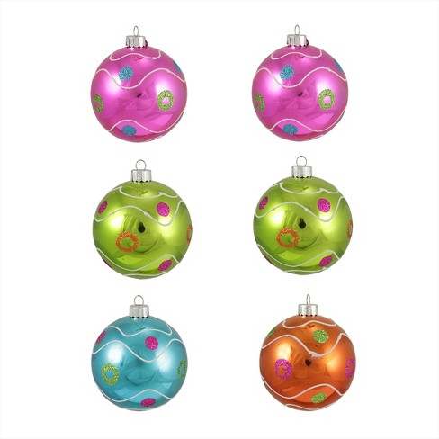 Sterling 6ct Swirl And Dot Shatterproof Christmas Ball Ornament Set 3. ...