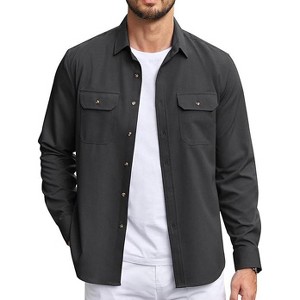 COOFANDY Mens Casual Button Down Shirts Long Sleeve Wrinkle-Free Shirt Lightweight Shirt Jacket - 1 of 4