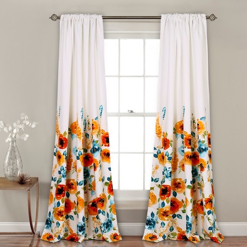 Set Of 2 52 X84 Percy Bloom Room Darkening Window Curtain Orange