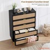 Rattan 5 Drawer Dresser for Bedroom, Chest of Drawers with Deep Drawers, Large Double Dresser for Closet with Wide Top, Tall Wooden Dresser - 4 of 4
