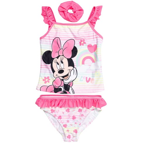 Mickey Mouse & Friends Minnie Mouse Infant Baby Girls Tankini Top Bikini Bottom And Scrunchie 3 Piece Swimsuit Set Pink 18 : Target