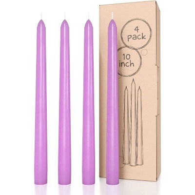 10 inch Taper Candles Set of 4 - Dripless Taper Candles and Unscented Candlesticks - Perfect as Dinner Candles and Household Candles