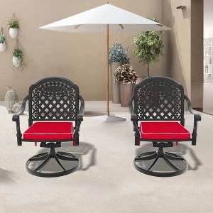 PAGED Metal Patio Dining Chairs Set of 2 Outdoor Swivel Chair with Breathable Fabric for Outdoor - 1 of 4