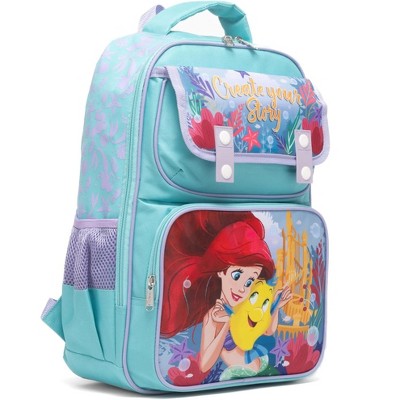 Disney Little Mermaid 15.5" Polyester Blue Large Backpack with 2 Front Pockets - image 2