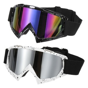Unique Bargains Windproof Mountaineering Sky Diving Skiing Dirt Bike Goggle 2 Pcs - 1 of 4