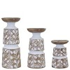 Leaf Pattern Candle Holder with Wood Design (Set of 3) - 3 of 3