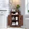 SinCiDo Bathroom Corner Cabinet w/Barn Door & Adjustable Shelf, Farmhouse Small Storage Cabinet for Bathroom, Living Room - 3 of 4