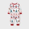 Family Christmas Pajamas All Over Reindeer Print Long-sleeve with Christmas Socks (SGS Certied Safety) Red+White - 3 of 4