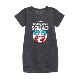 - Dr. Seuss - Kindergarten Squad Thing 1 and Thing 2 Graphic Short Sleeve Fleece Dress - 1 of 4