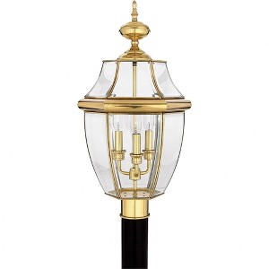 Quoizel Lighting Newbury 3 - Light Post Light in  Polished Brass - 1 of 2