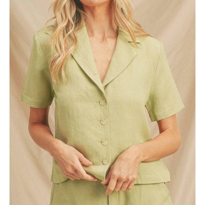 Women's Collared Button Top - paper crane