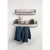 Storied Home (Set of 2) Metal Wall Shelves with Hanging Bar: Wrought Iron Towel Rod, No Assembly Required - 3 of 4