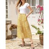Womens Boho Pleated Midi Skirt Ruffle Tiered Tie Waist Flowy Long Skirts with Pockets - 2 of 4