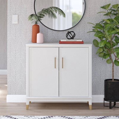 White MDF 2-Door Accent Cabinet with Adjustable Shelving