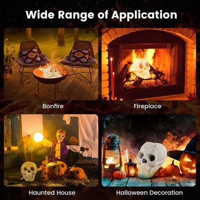 Beige Ceramic Fireproof Fire Pit Skull for Halloween