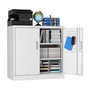 SUXXAN Metal Storage Cabinet with Pegboard and 2 Adjustable Shelves for Garage, Office, Assembly Required - 1 of 4