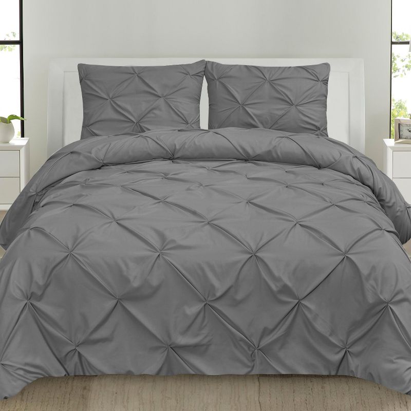 Sweet Home Collection 3-Piece Pinch Pleat Decorative Pintuck Comforter and Shams Set, All Season Bedding Set, 1 of 2