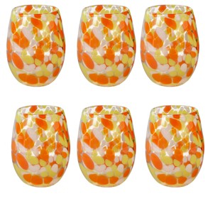 TAG 16 oz. Confetti Glass Stemless Drinkware Orange and Yellow Candy Corn Dishwasher Safe Set of 6 - 1 of 3