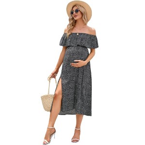 Maternity Dress Off Shoulder Split A Line Casual Maxi Dress Photography Dress - 1 of 1