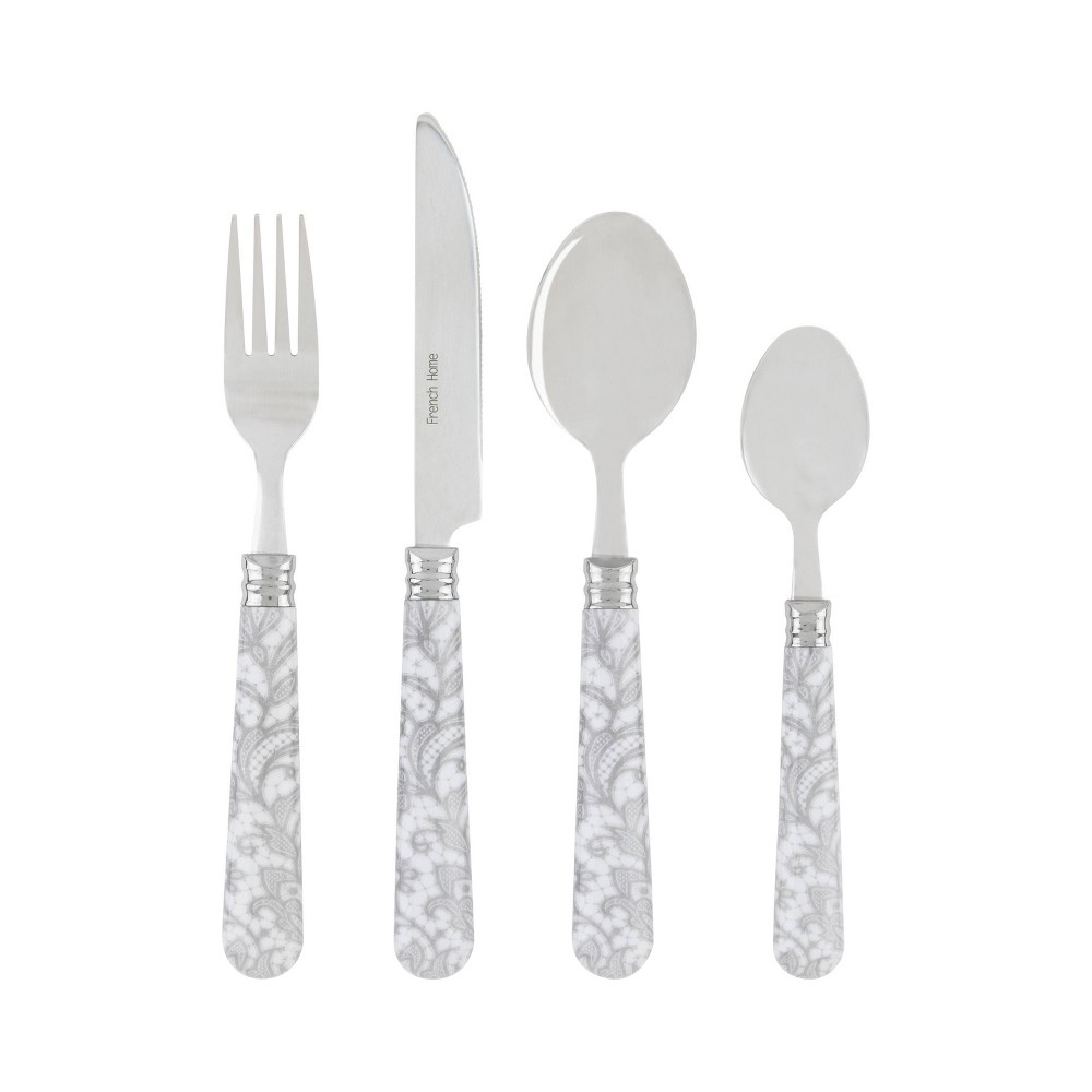 Photos - Cutlery Set French Home 16pc Stainless Steel Bistro Flatware Set Lace Overlay