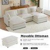 149.6" Modern Sofa Modular Sofa Couch Upholstered Corduroy L-Shape Sectional Sofa with Side Storage Pockets for Living Room, Beige - 3 of 4